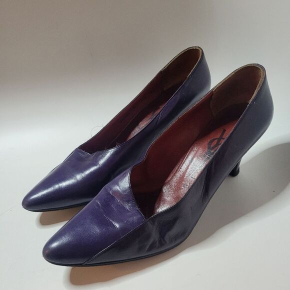 YSL Paris Vintage 2Tone Purple Leather Heels - Picture 7 of 16